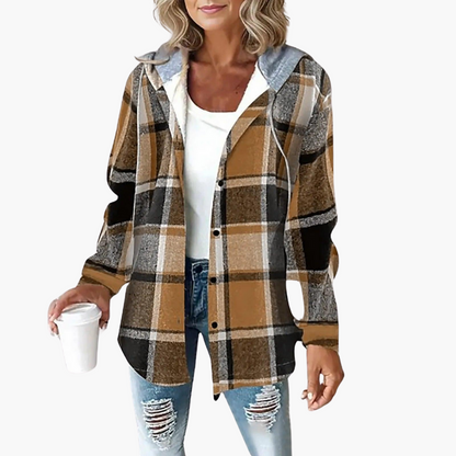 Sienna | Women's Plaid Hooded Button-Up Shacket