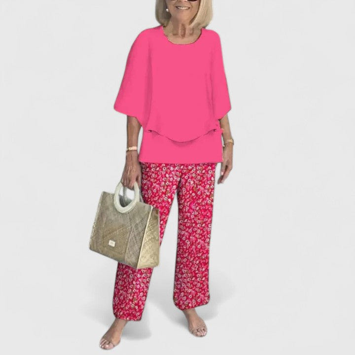Martha | Women's Two-Piece Floral Wide Sleeve Summer Co-Ord Set