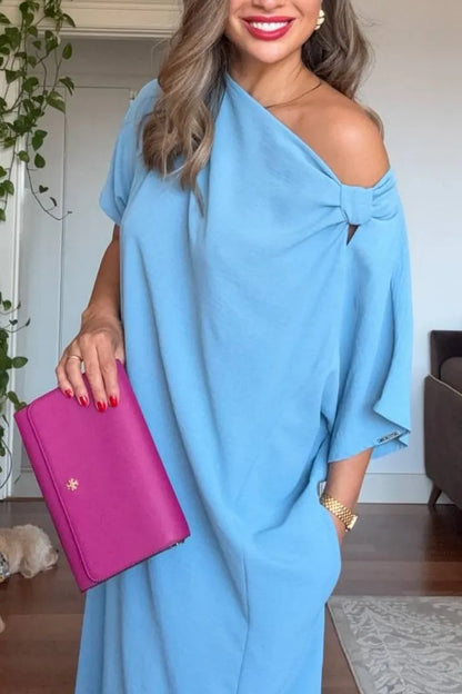 Rosaline | Women's Asymmetric One-Shoulder Loose Fit Maxi Dress