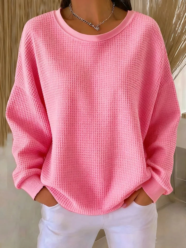 Marlowen | Women's Waffle Knit Oversized Long Sleeve Jumper