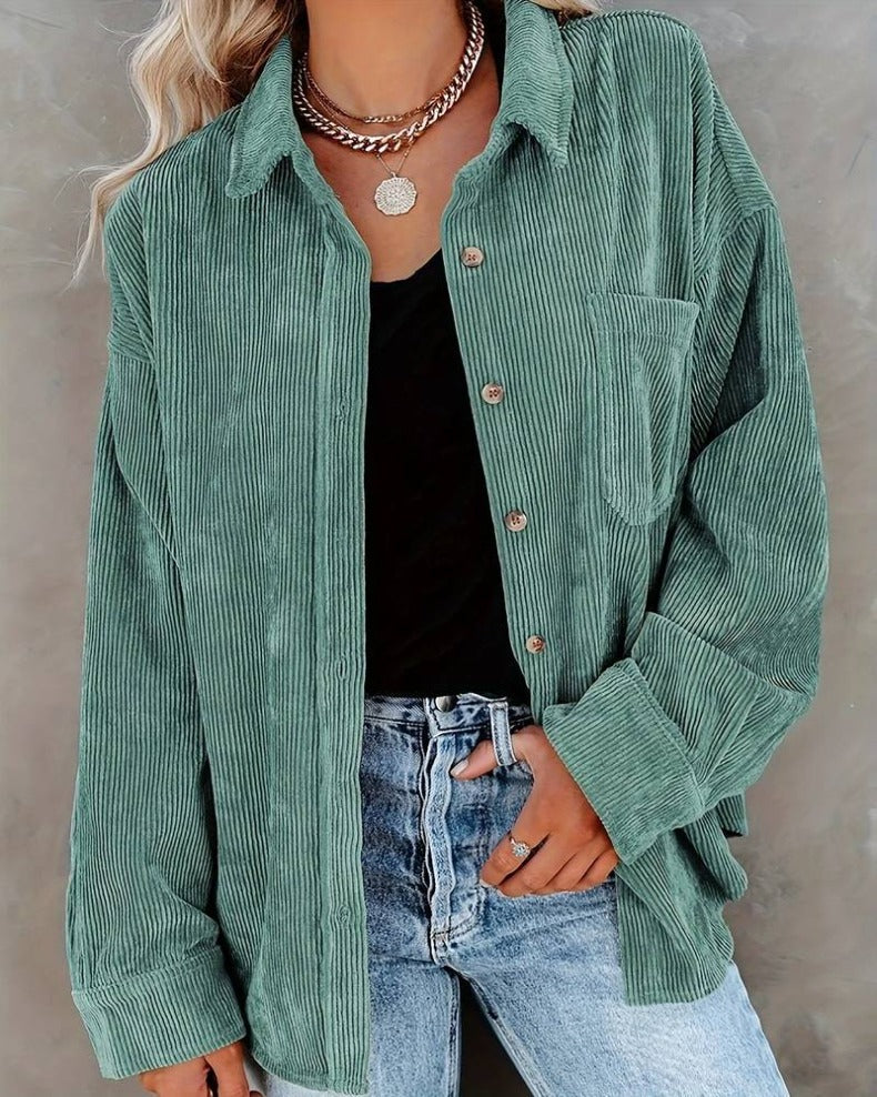 Corinne | Women's Corduroy Oversized Button Up Shirt