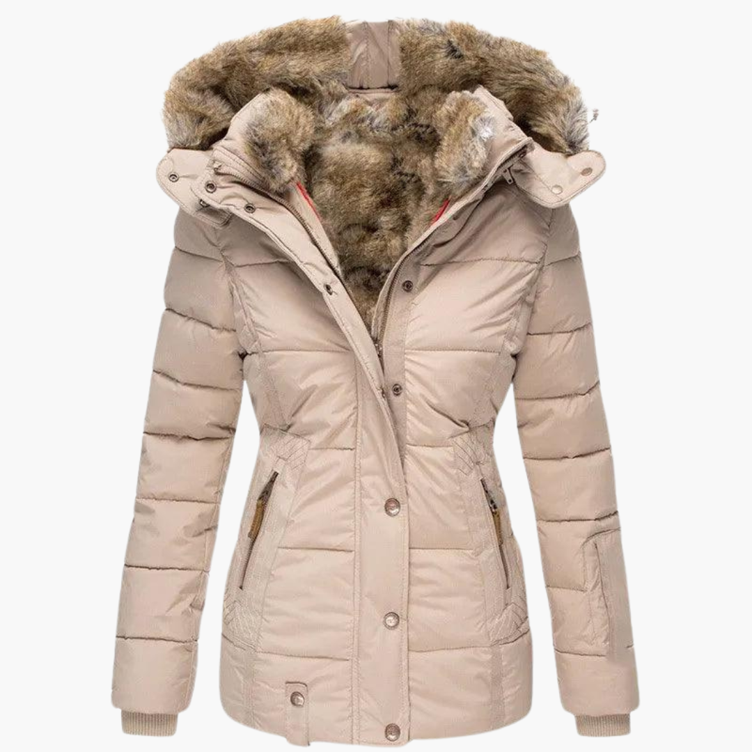 Elara | Women's Hooded Fur-Lined Slim Fit Winter Parka Jacket