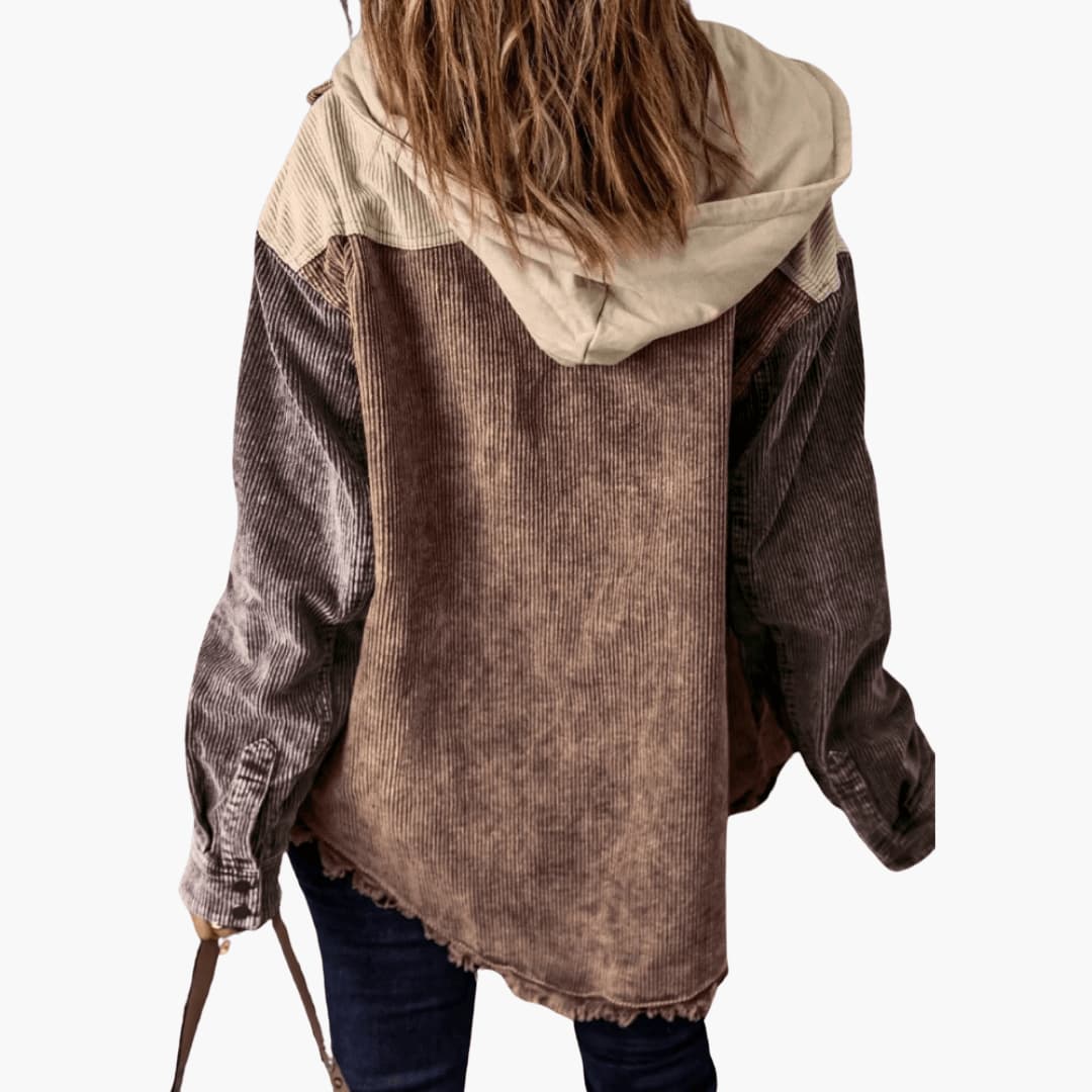 Marlowe | Women's Colour Block Corduroy Button-Up Oversized Jacket