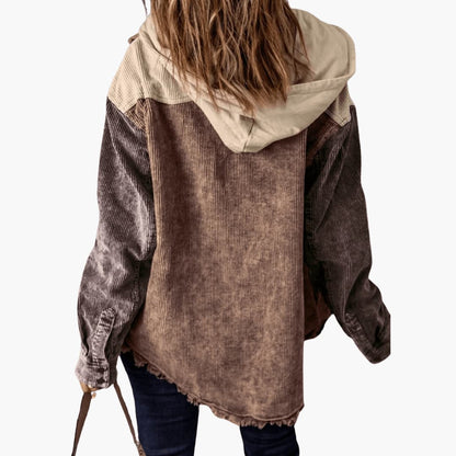 Marlowe | Women's Colour Block Corduroy Button-Up Oversized Jacket