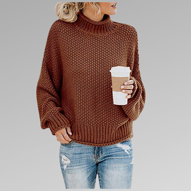 Marlowick | Women's Turtleneck Chunky Knit Oversized Long Sleeve Sweater