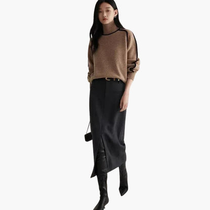 Marlowe | Women's Turtleneck Contrast Trim Relaxed Fit Jumper