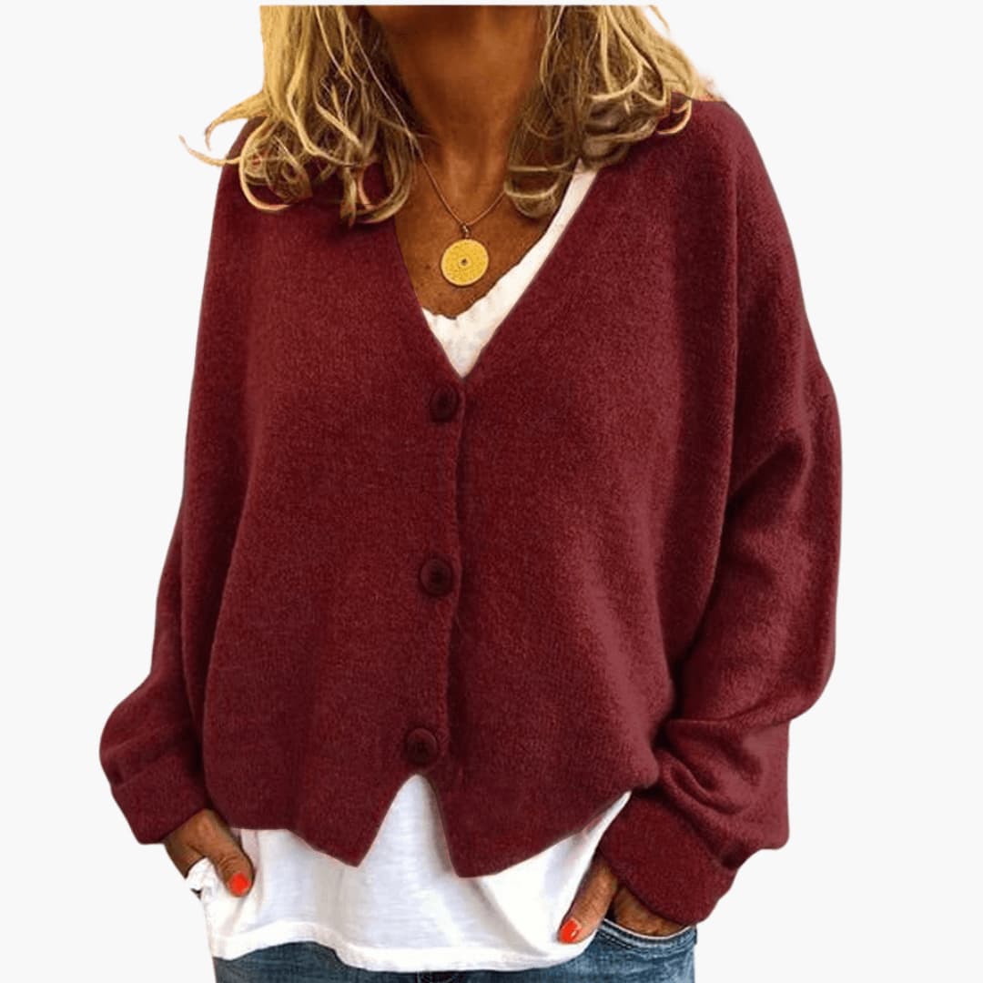 Marlowe | Women's Knitted Button-Up V-Neck Long Sleeve Cardigan