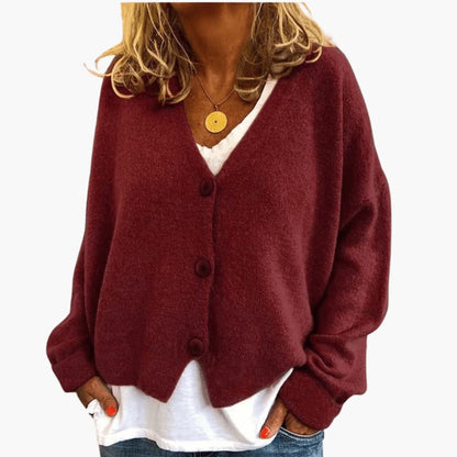 Marlowe | Women's Knitted Button-Up V-Neck Long Sleeve Cardigan