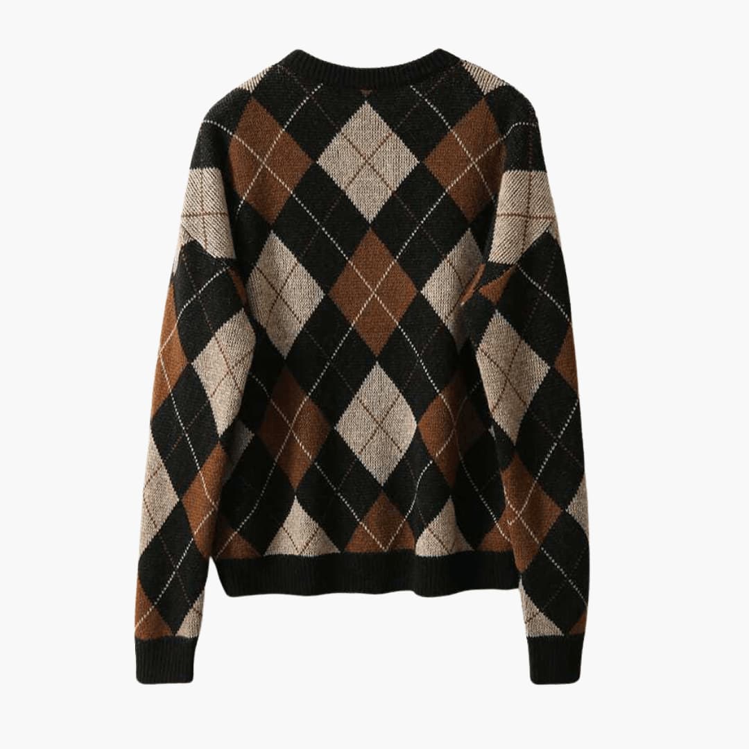 Marlowe | Women's Argyle Knit Round Neck Jumper