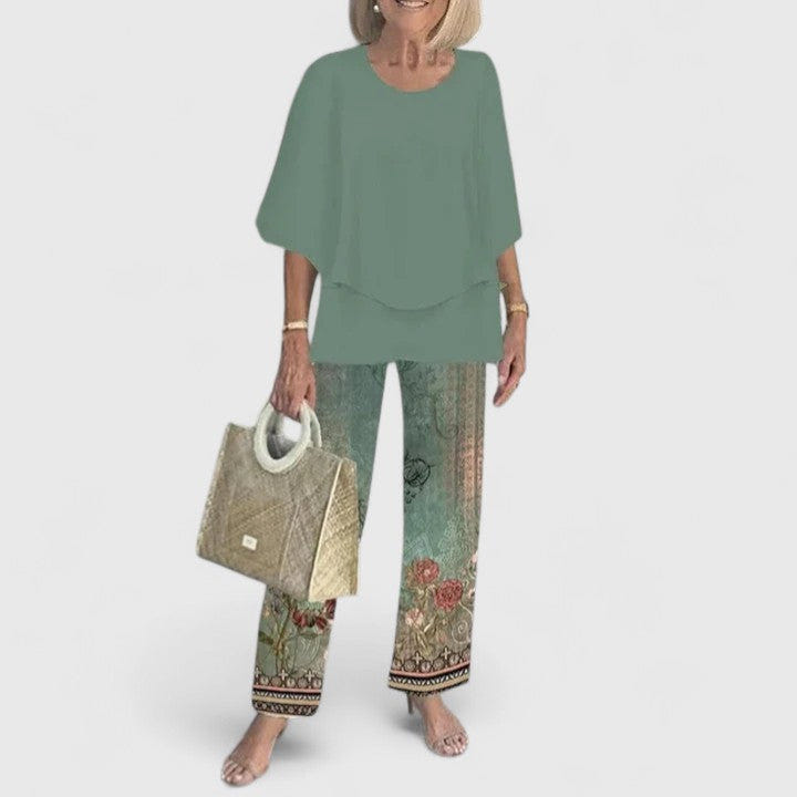 Martha | Women's Two-Piece Floral Wide Sleeve Summer Co-Ord Set