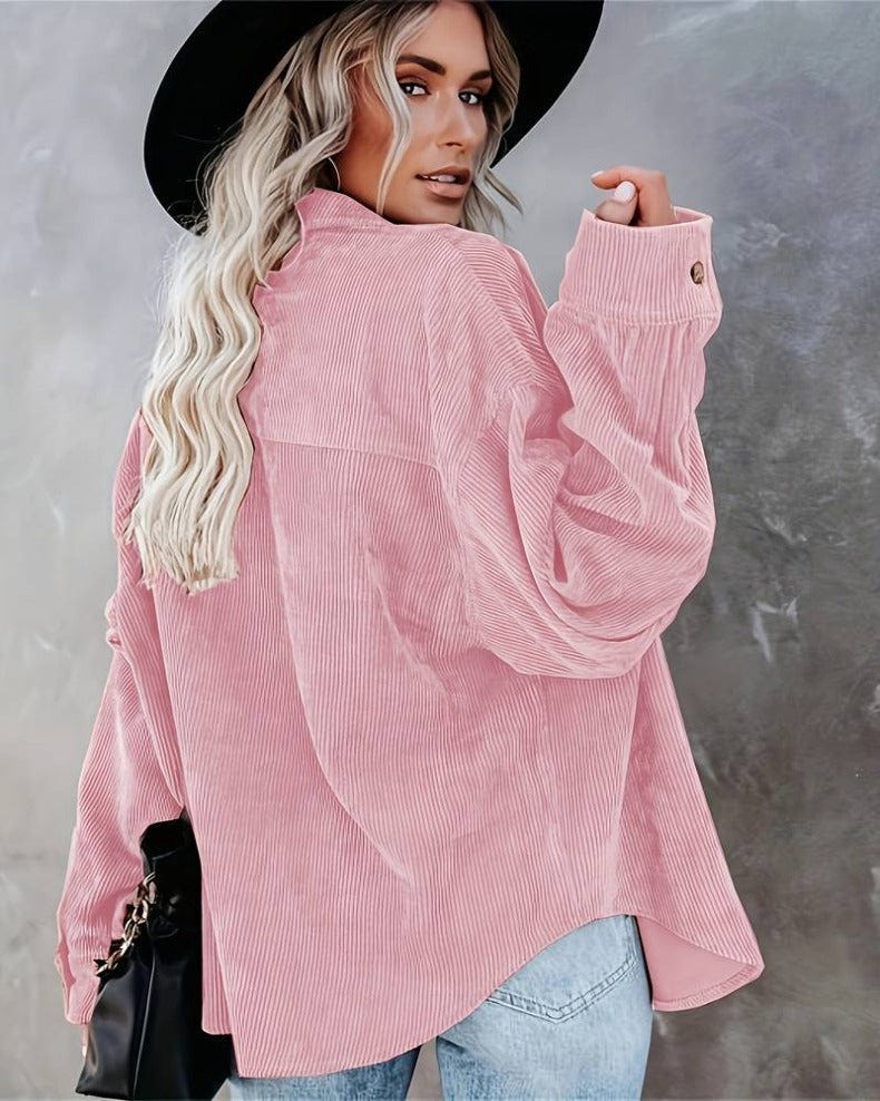 Corinne | Women's Corduroy Oversized Button Up Shirt
