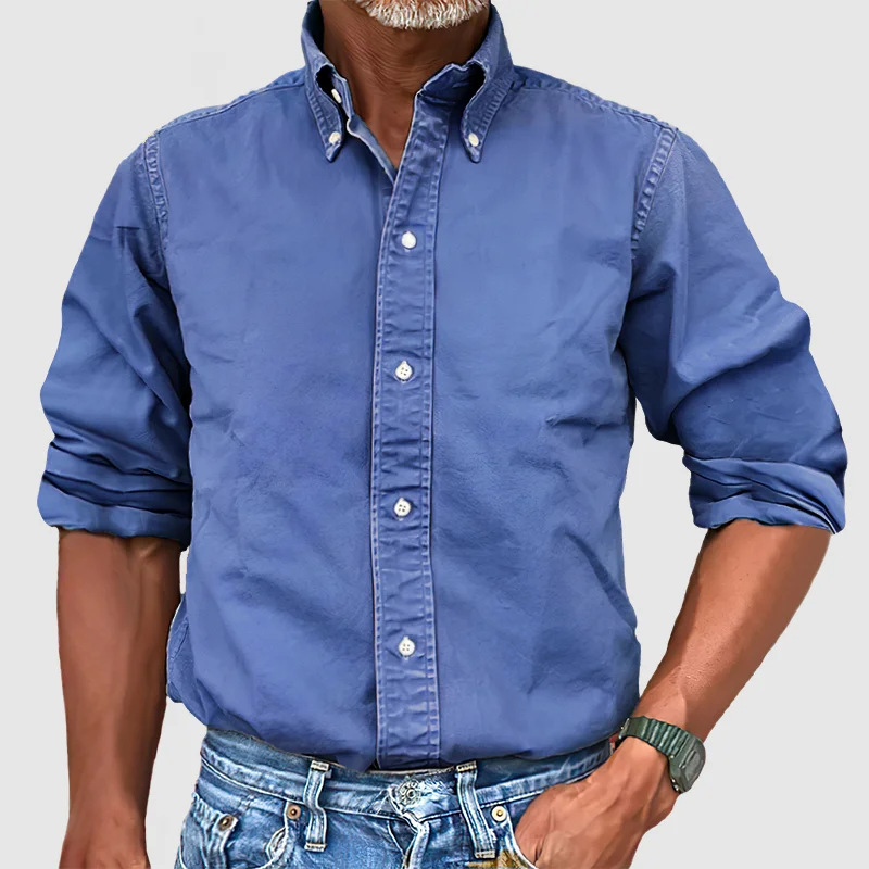 Nolan | Men's Long Sleeve Button Down Collared Casual Summer Shirt