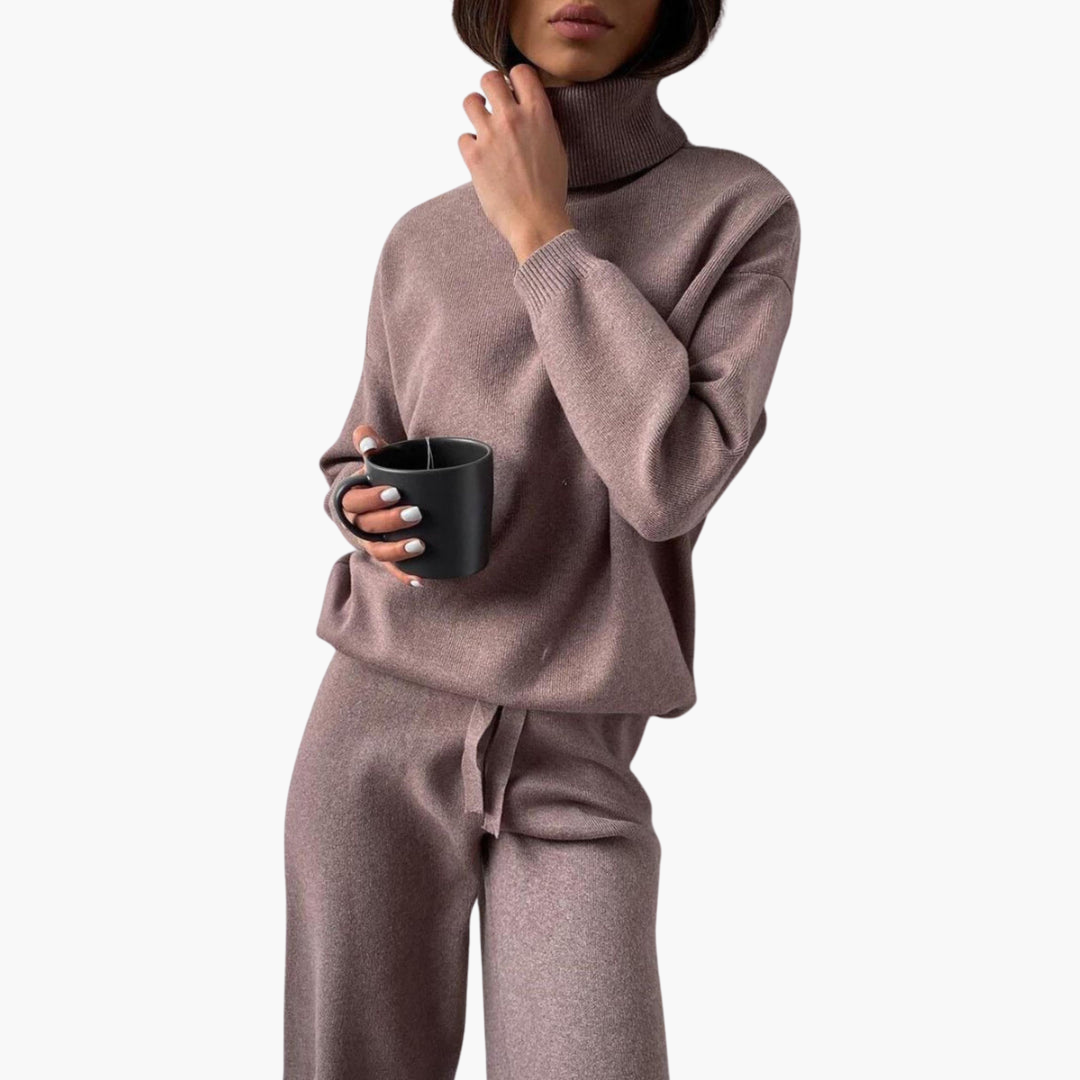 Rowan | Women's Knitted Turtleneck Loungewear Two-Piece Set