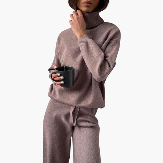 Rowan | Women's Knitted Turtleneck Loungewear Two-Piece Set
