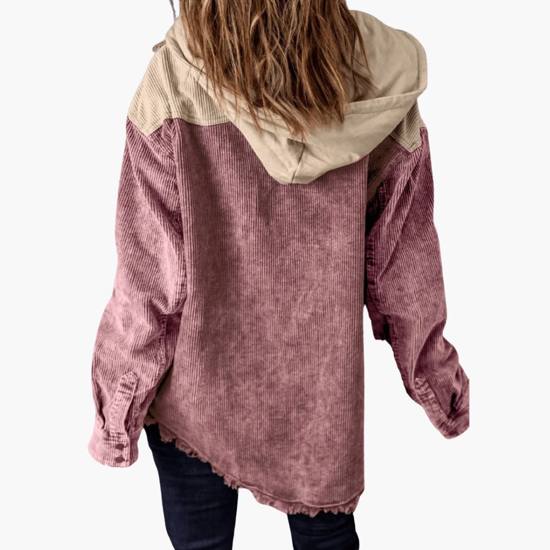 Marlowe | Women's Colour Block Corduroy Button-Up Oversized Jacket