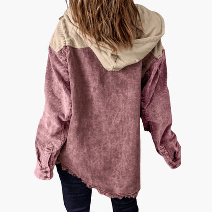 Marlowe | Women's Colour Block Corduroy Button-Up Oversized Jacket