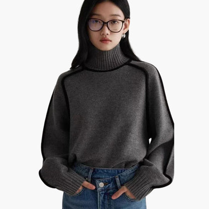 Marlowe | Women's Turtleneck Contrast Trim Relaxed Fit Jumper
