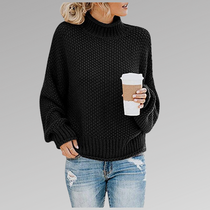 Marlowick | Women's Turtleneck Chunky Knit Oversized Long Sleeve Sweater