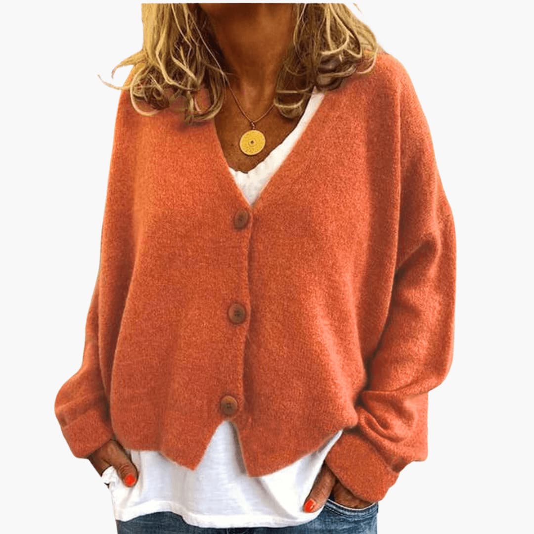 Marlowe | Women's Knitted Button-Up V-Neck Long Sleeve Cardigan