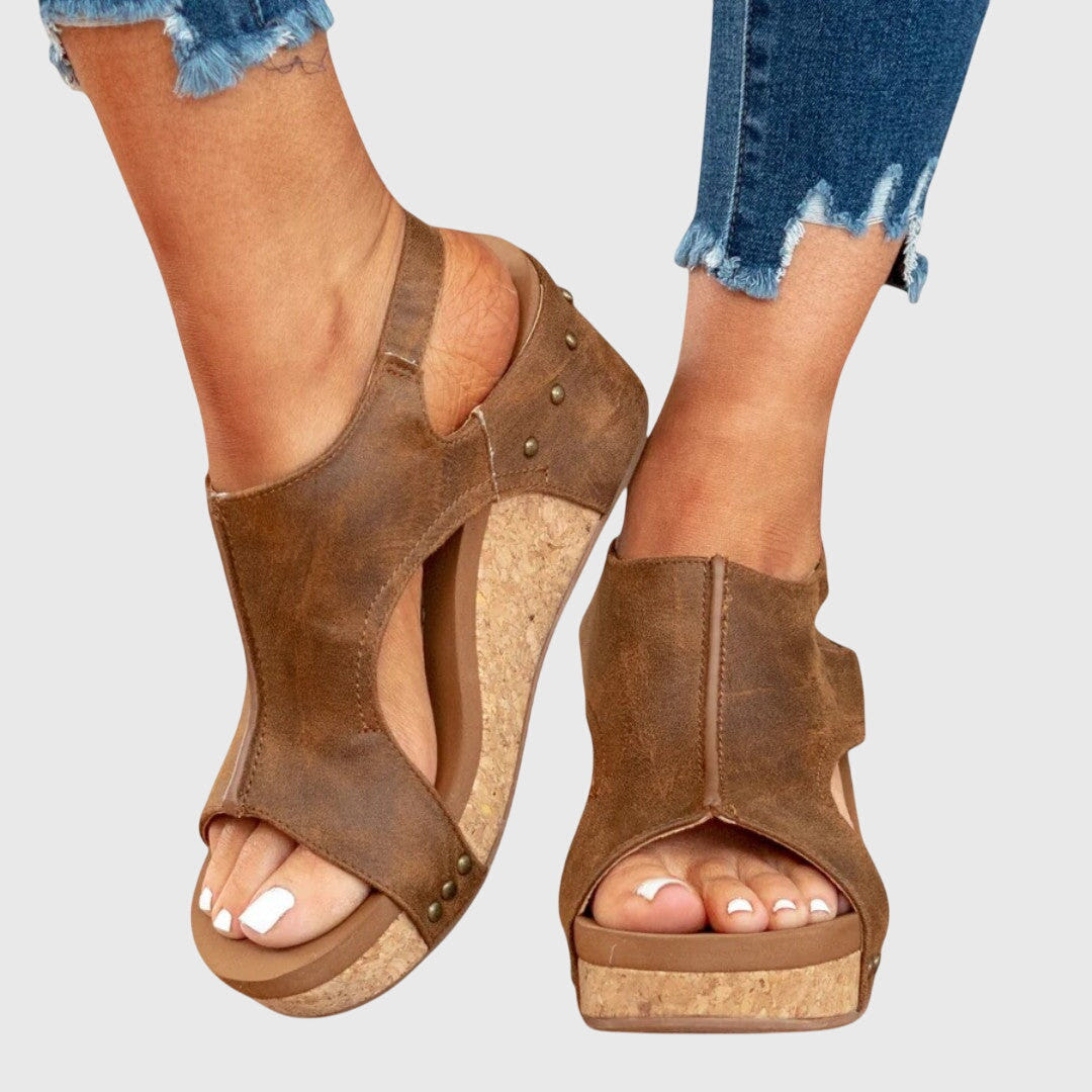 Adela | Wedge Sandals Orthopedic Platform Peep Toe Slip On