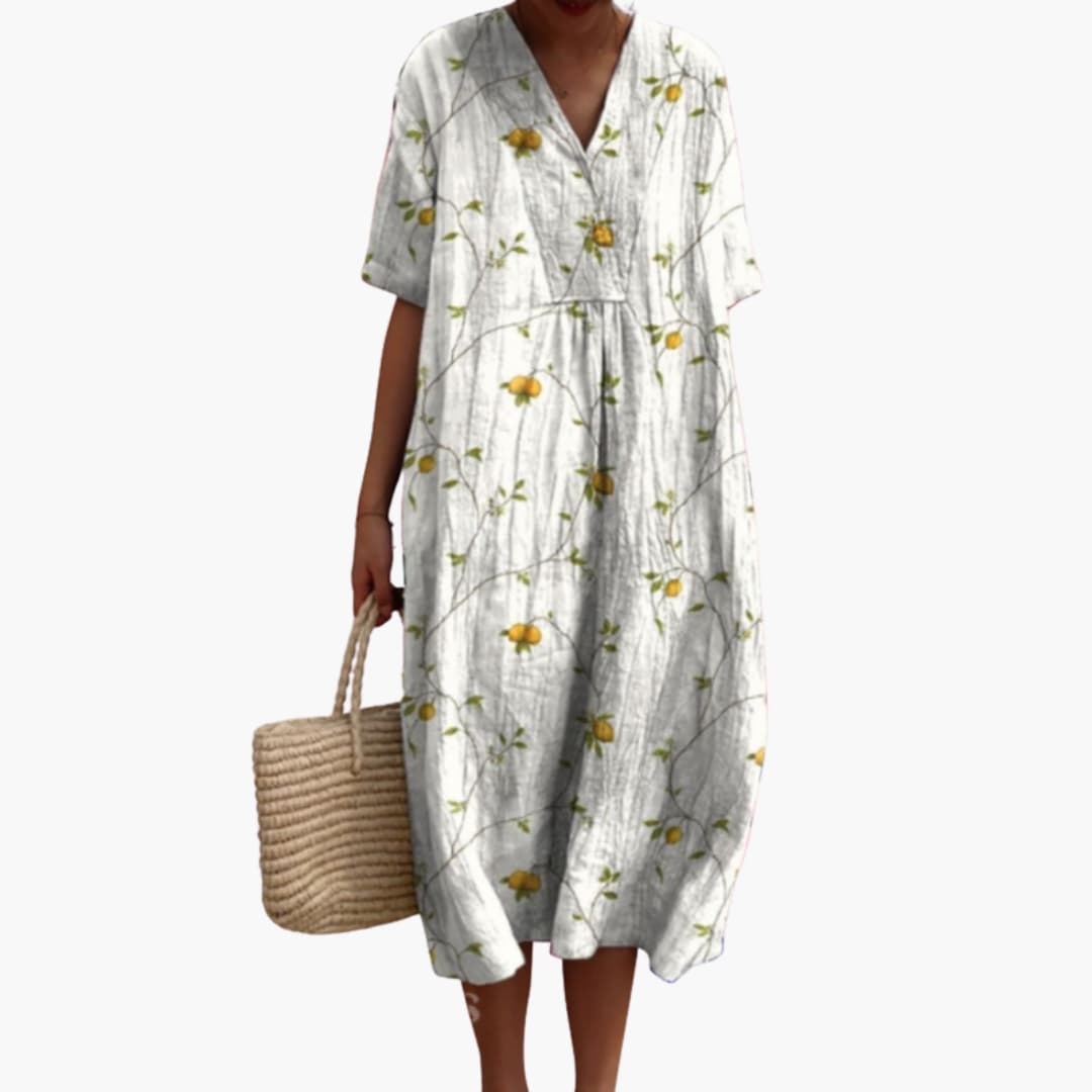 Meadow | Women's Floral V-Neck Oversized Casual Summer Midi Dress