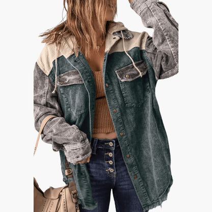 Marlowe | Women's Colour Block Corduroy Button-Up Oversized Jacket
