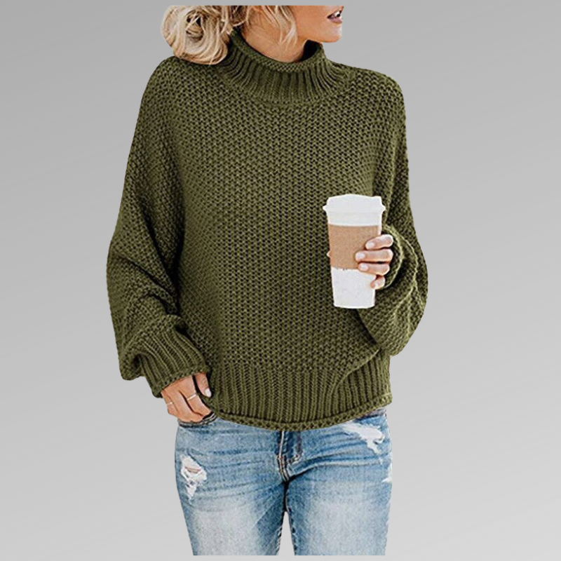 Marlowick | Women's Turtleneck Chunky Knit Oversized Long Sleeve Sweater