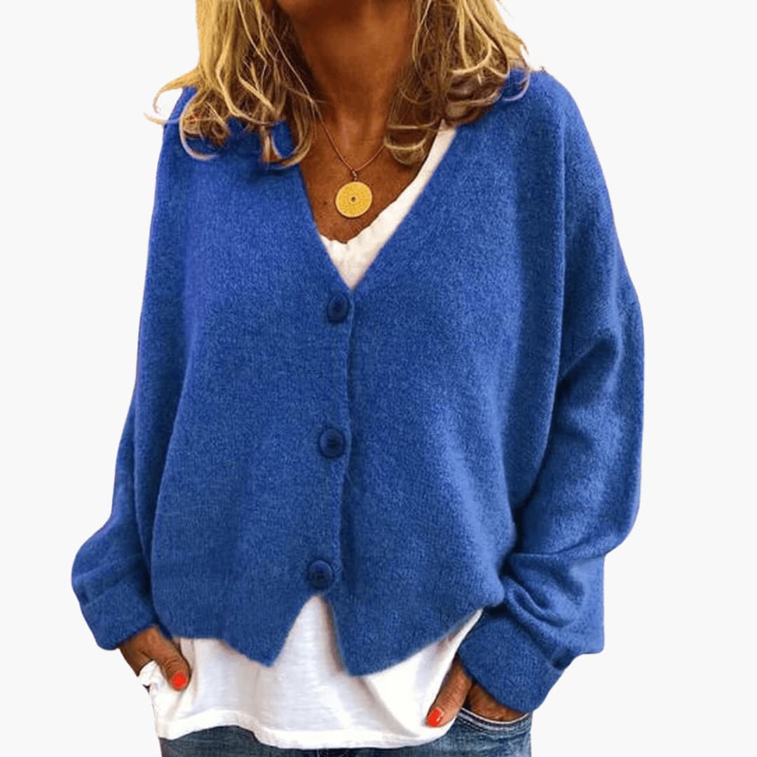 Marlowe | Women's Knitted Button-Up V-Neck Long Sleeve Cardigan