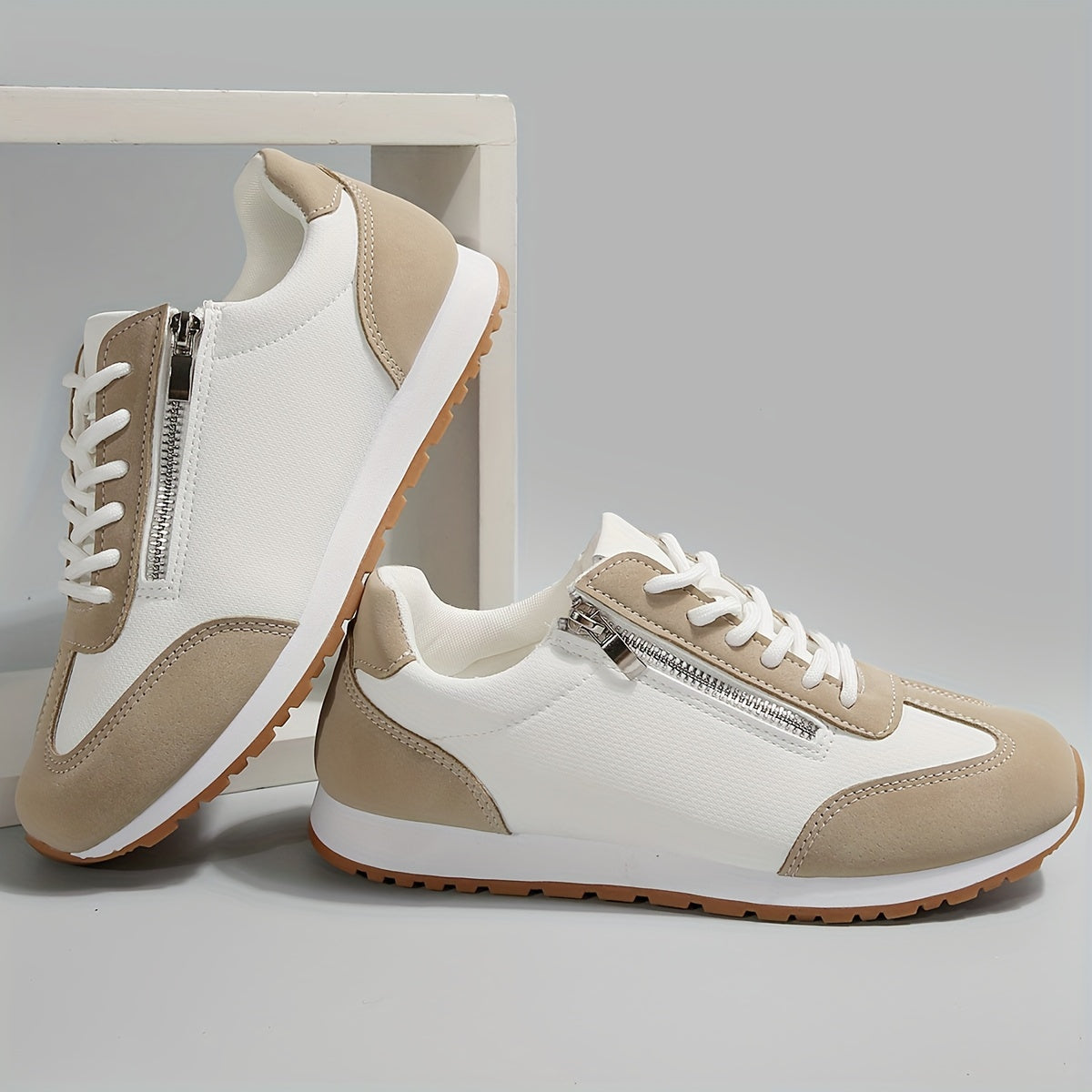 Elina | Women's Lace-Up Colour Block Low Top Trainer