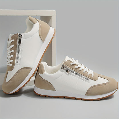 Elina | Women's Lace-Up Colour Block Low Top Trainer