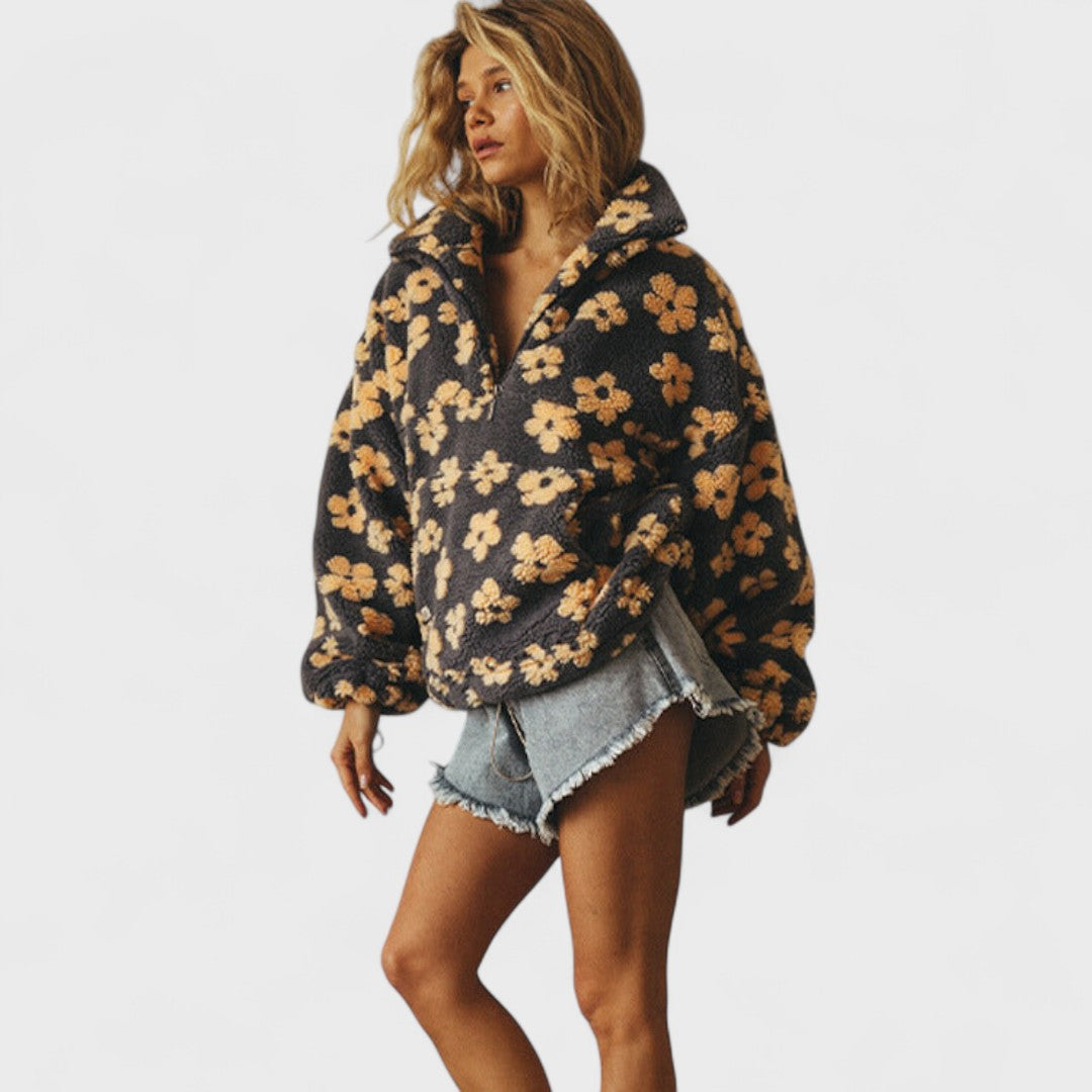 Marlowe | Women's Fleece Floral Half-Zip Pullover