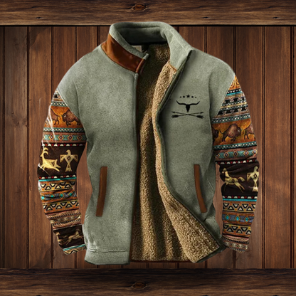 Grayson | Men's Western Aztec Print Zip-Up Fleece Jacket