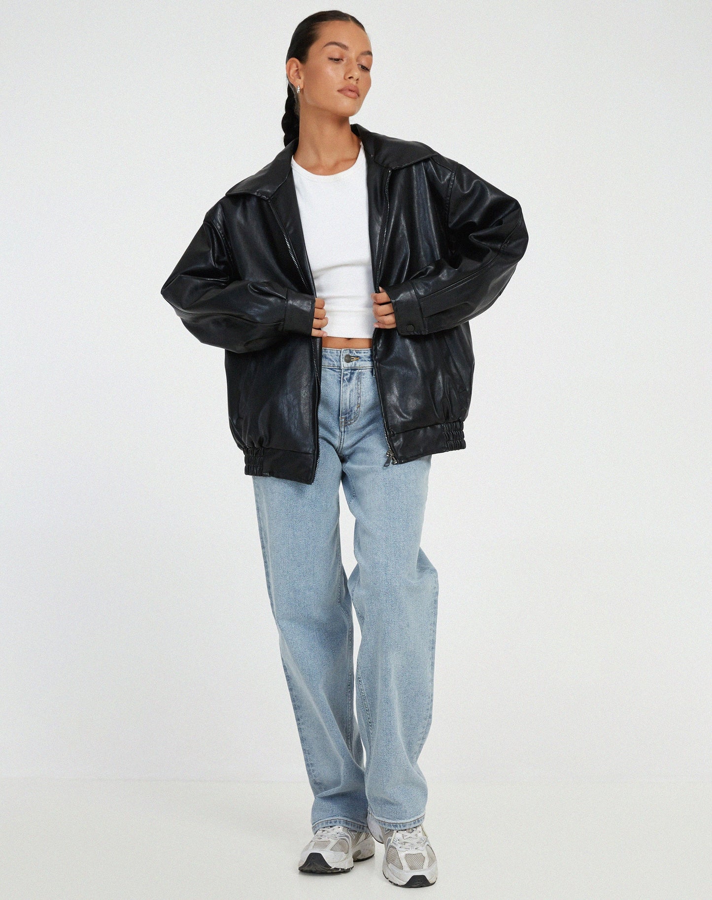 Rosalind | Women's Oversized Faux Leather Bomber Jacket