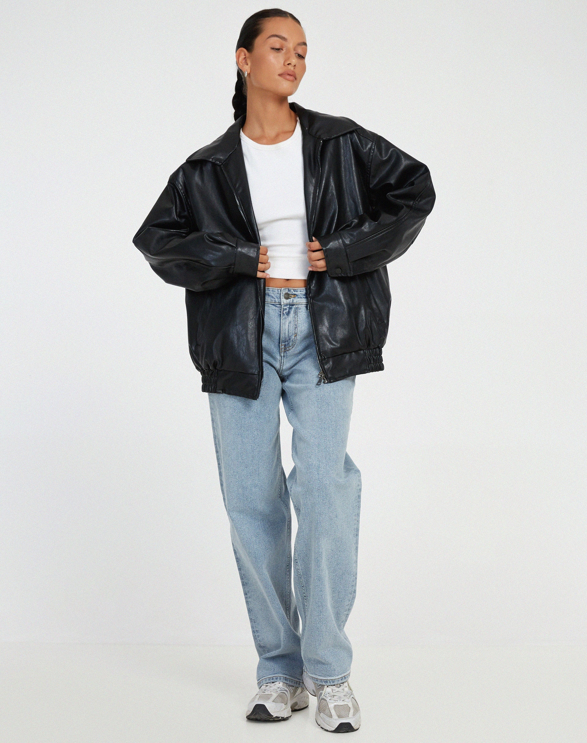Rosalind | Women's Oversized Faux Leather Bomber Jacket