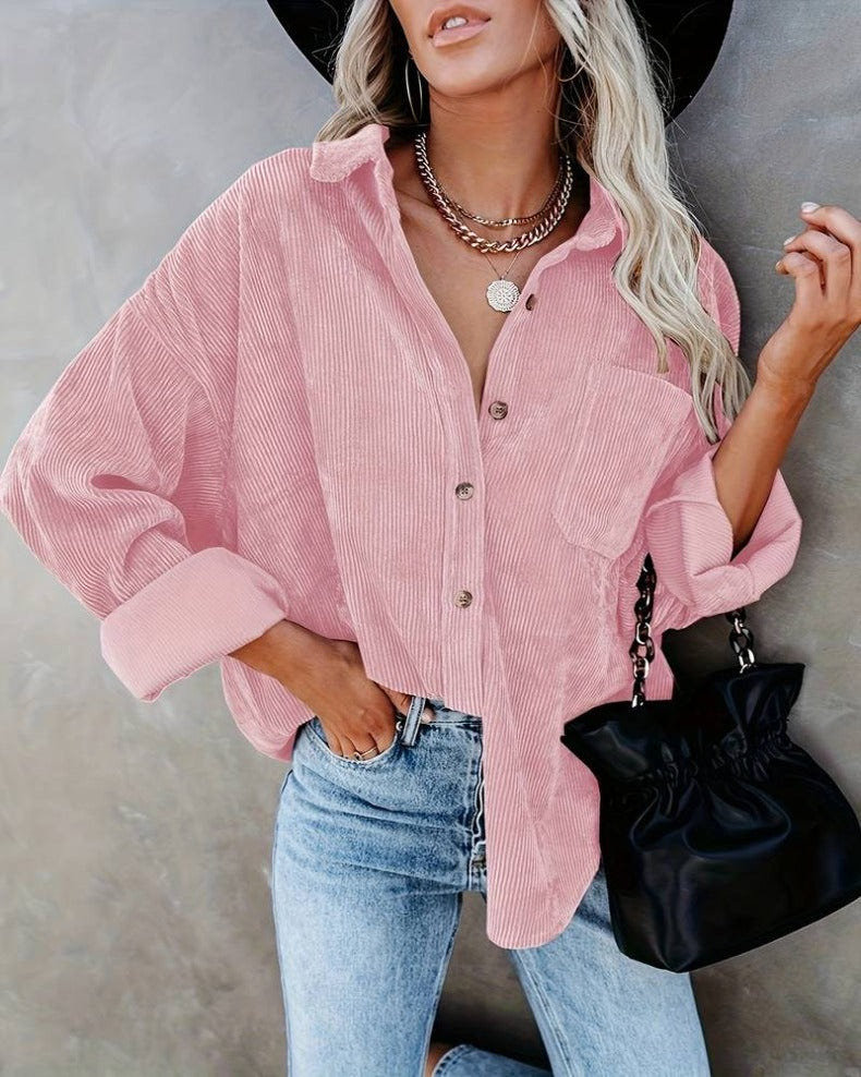 Corinne | Women's Corduroy Oversized Button Up Shirt