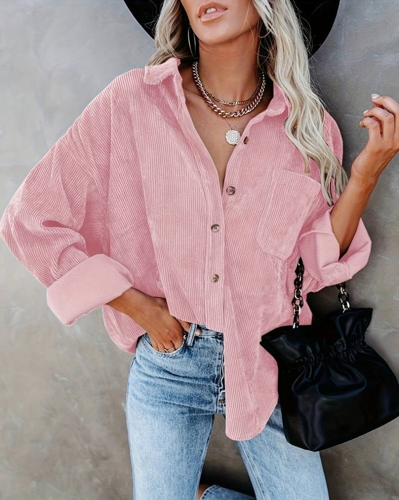 Corinne | Women's Corduroy Oversized Button Up Shirt