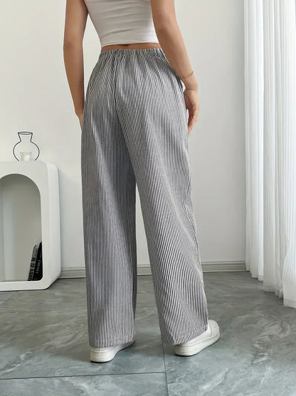 Marlowe | Women's Striped Wide-Leg Drawstring Beach Trousers