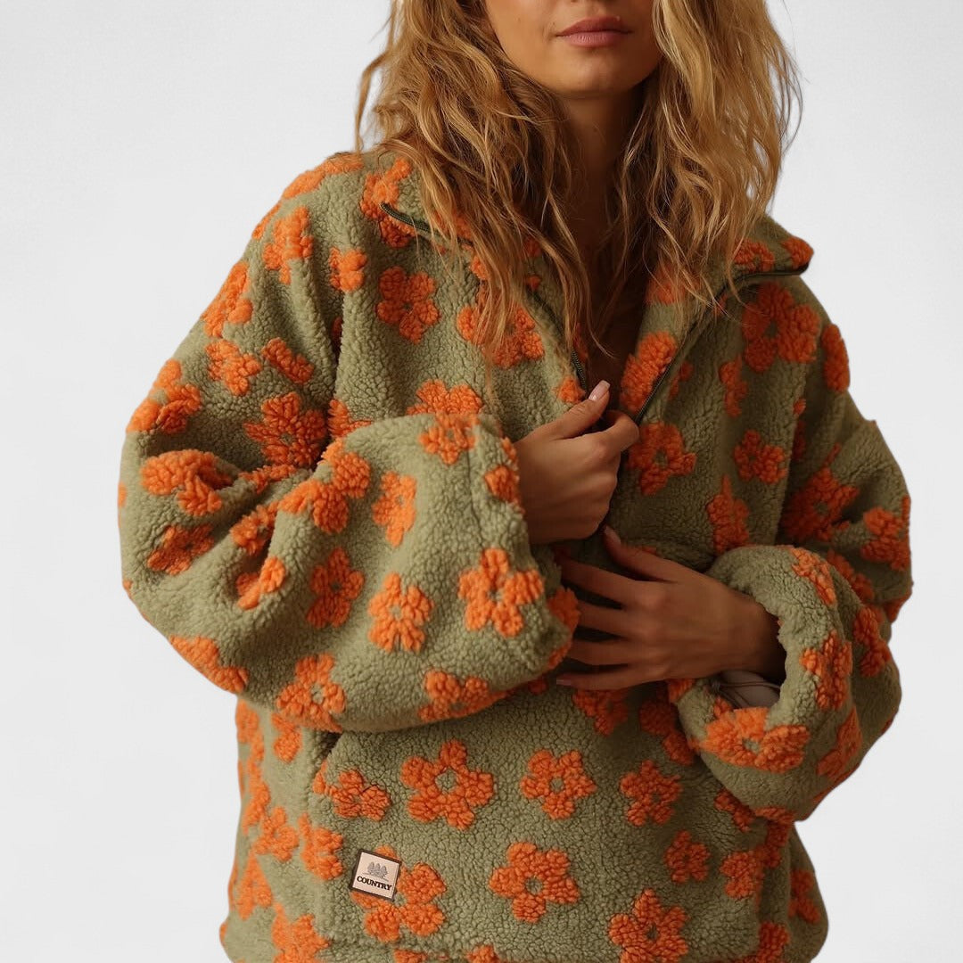 Marlowe | Women's Fleece Floral Half-Zip Pullover