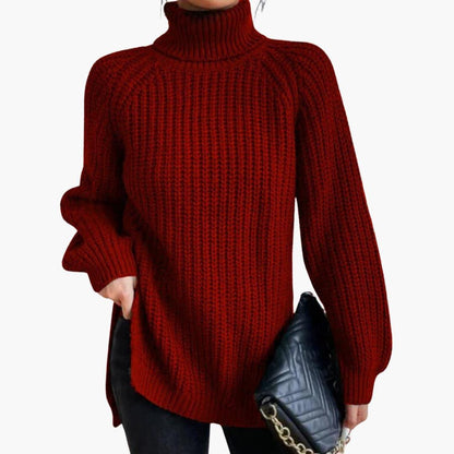 Elowen | Women's Chunky Knit Turtleneck Oversized Jumper