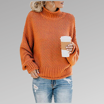 Marlowick | Women's Turtleneck Chunky Knit Oversized Long Sleeve Sweater