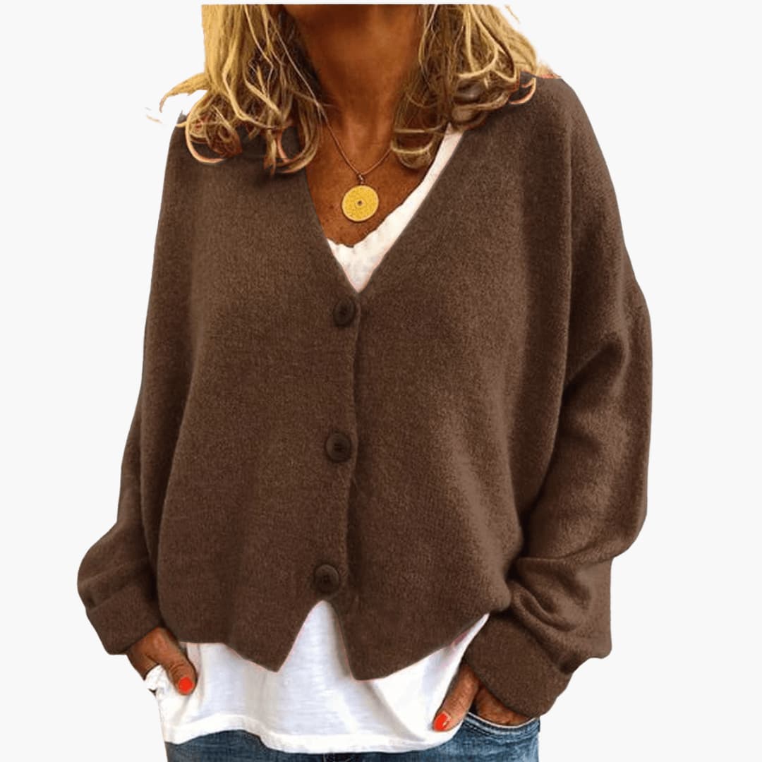 Marlowe | Women's Knitted Button-Up V-Neck Long Sleeve Cardigan