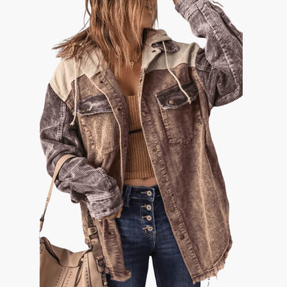 Marlowe | Women's Colour Block Corduroy Button-Up Oversized Jacket