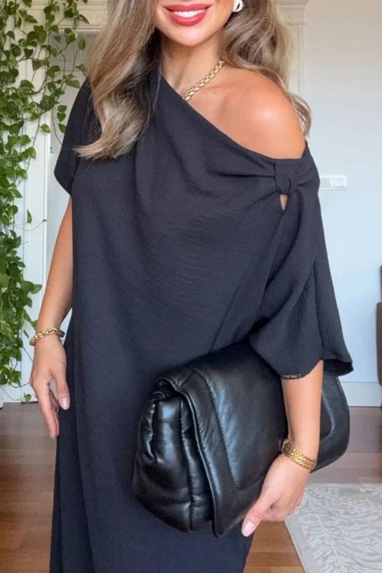 Rosaline | Women's Asymmetric One-Shoulder Loose Fit Maxi Dress