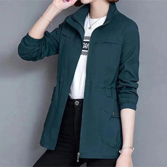 Amara | Women's Lightweight Adjustable Waist Stand Collar Jacket
