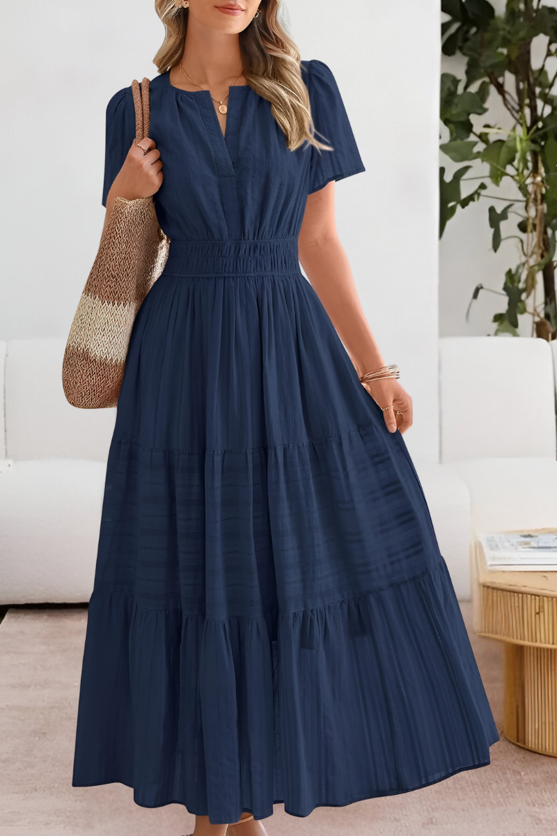 Meadow | Women's Boho Cotton Blend Tiered A Line Casual Summer Midi Dress