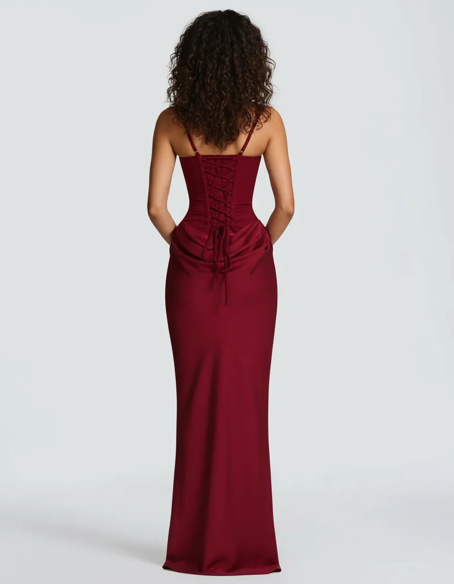 Seraphine | Women's Corset Draped Square Neck Maxi Dress
