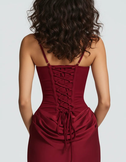 Seraphine | Women's Corset Draped Square Neck Maxi Dress