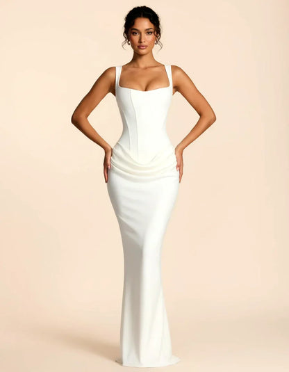 Seraphine | Women's Corset Draped Square Neck Maxi Dress