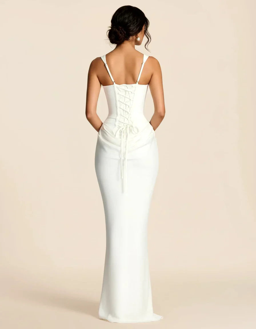 Seraphine | Women's Corset Draped Square Neck Maxi Dress