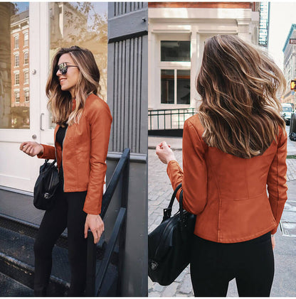 Selene | Women's Leather Look Biker Zip-Up Jacket